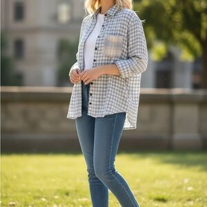 Altar'd State Light Blue and White Shirt